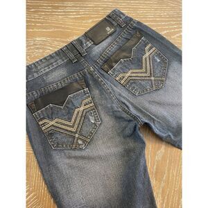 BLACK Mens Jeans 30x30 Low Rise Slim Fit Straight Distressed Dark Wash EXCELLENT